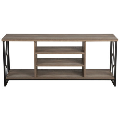 Beliani Tv Stand For Up To 60-Inch Tvs, Dark Brown Matt Laminate With Open Shelves And Industrial Iron Accents - image 1