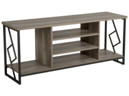 Beliani Tv Stand For Up To 60-Inch Tvs, Dark Brown Matt Laminate With Open Shelves And Industrial Iron Accents - thumbnail 3