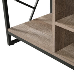 Beliani Tv Stand For Up To 60-Inch Tvs, Dark Brown Matt Laminate With Open Shelves And Industrial Iron Accents - thumbnail 6