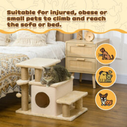 Pawhut Dog Steps For Bed 4 Step Pet Stairs Cat House With Detachable Cover - thumbnail 7