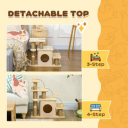 Pawhut Dog Steps For Bed 4 Step Pet Stairs Cat House With Detachable Cover - thumbnail 4