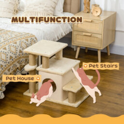 Pawhut Dog Steps For Bed 4 Step Pet Stairs Cat House With Detachable Cover - thumbnail 5