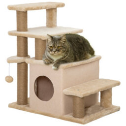 Pawhut Dog Steps For Bed 4 Step Pet Stairs Cat House With Detachable Cover - thumbnail 2