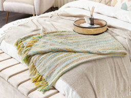 Beliani Blanket Nuwar Fabric 130 X 170 Cm Yellow - thumbnail 2