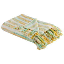 Beliani Blanket Nuwar Fabric 130 X 170 Cm Yellow