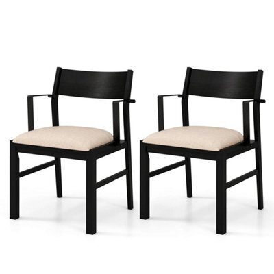 Dining Chair With Arms Set Of 2 Modern Kitchen Chairs With Contoured Backrest - image 1
