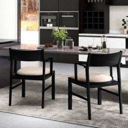 Dining Chair With Arms Set Of 2 Modern Kitchen Chairs With Contoured Backrest - thumbnail 3