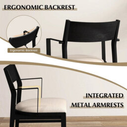 Dining Chair With Arms Set Of 2 Modern Kitchen Chairs With Contoured Backrest - thumbnail 6