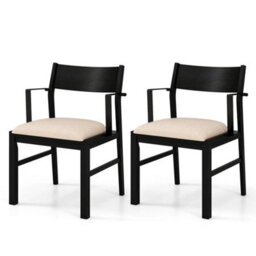 Dining Chair With Arms Set Of 2 Modern Kitchen Chairs With Contoured Backrest - thumbnail 1