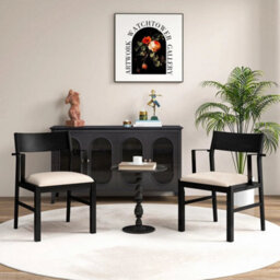 Dining Chair With Arms Set Of 2 Modern Kitchen Chairs With Contoured Backrest - thumbnail 4