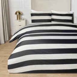 OHS Monochrome Stripe Duvet Cover With Pillowcase Bedding Set - thumbnail 1