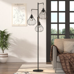 Thehotsale 160Cm H Black Modern Industrial Style 3-Head Floor Lamp With Irregular Shade - thumbnail 2