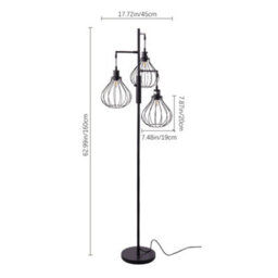 Thehotsale 160Cm H Black Modern Industrial Style 3-Head Floor Lamp With Irregular Shade - thumbnail 8