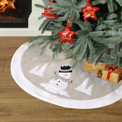 Dibor Traditional White Snowman Xmas Christmas Tree Decoration Christmas Tree Skirt 86Cm - image 1