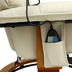 More4Homes Tuscany Bonded Leather Cream Swivel Recliner Massage Chair W Foot Stool Armchair 8 Motor Massage Unit Built In - thumbnail 6