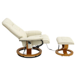 More4Homes Tuscany Bonded Leather Cream Swivel Recliner Massage Chair W Foot Stool Armchair 8 Motor Massage Unit Built In - thumbnail 5