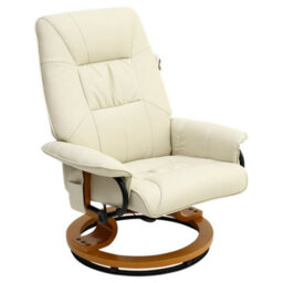 More4Homes Tuscany Bonded Leather Cream Swivel Recliner Massage Chair W Foot Stool Armchair 8 Motor Massage Unit Built In - thumbnail 3