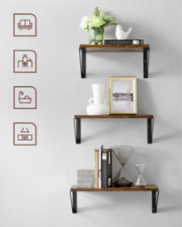 LEDREM Set Of 3 Wall Shelves, Floating Shelves, For Trinkets, Photo Frames, Spice Bottles, Toiletries, In The Living Room, Bedroom - thumbnail 8