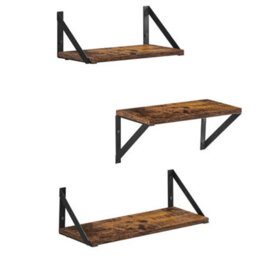 LEDREM Set Of 3 Wall Shelves, Floating Shelves, For Trinkets, Photo Frames, Spice Bottles, Toiletries, In The Living Room, Bedroom - thumbnail 2