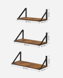 LEDREM Set Of 3 Wall Shelves, Floating Shelves, For Trinkets, Photo Frames, Spice Bottles, Toiletries, In The Living Room, Bedroom - thumbnail 7