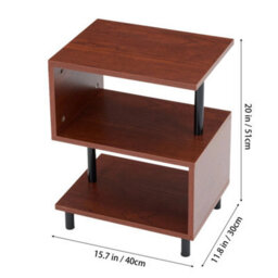 S Shaped 3 Tier Side Table Wood Grain Compact Accent Table Living Room Bedroom - thumbnail 2