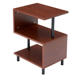 S Shaped 3 Tier Side Table Wood Grain Compact Accent Table Living Room Bedroom - thumbnail 1
