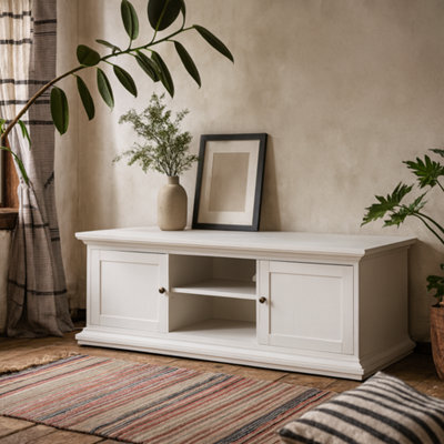 Wyld Haus Osaka Farmhouse White Wooden Tv Unit 2 Doors - image 1