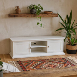 Wyld Haus Osaka Farmhouse White Wooden Tv Unit 2 Doors - thumbnail 2