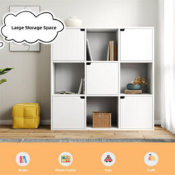 9 Cube Bookcase Shelving Display Shelf Storage Unit Wooden Door Bervppamqb - thumbnail 3