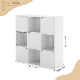 9 Cube Bookcase Shelving Display Shelf Storage Unit Wooden Door Bervppamqb - thumbnail 2