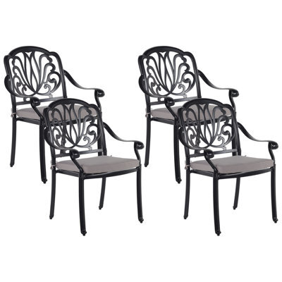Beliani Set Of 4 Garden Chairs With Cushions Ancona Metal Black - image 1