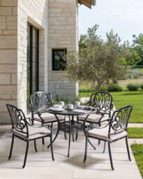 Beliani Set Of 4 Garden Chairs With Cushions Ancona Metal Black - thumbnail 2