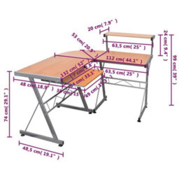 Berkfield Durable Corner Computer Desk Brown 132X112X99 Cm Engineered Wood - thumbnail 6
