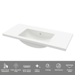 Sline 1000mm Wall-Hung Gloss Anthracite Bathroom Vanity Unit With Integrated Sink,2 Soft-Close Drawers For Storage - thumbnail 3