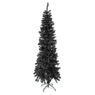The Christmas Workshop 6Ft Slim Black Artificial Christmas Tree - Includes Stand - 560 Tips - image 1