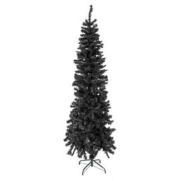 The Christmas Workshop 6Ft Slim Black Artificial Christmas Tree - Includes Stand - 560 Tips - thumbnail 1