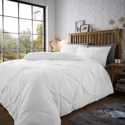Smart Living Teddy Bear Fluffy Bedding Set, Thermal Warm & Cosy Super Soft Fleece Duvet Cover Set With Pillowcases - White - image 1