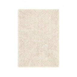 Cream Handmade Rug, 50mm Thickness Plain Shaggy Rug, Modern Luxurious Cream Rug For Bedroom, & Diningroom-160Cm X 230Cm