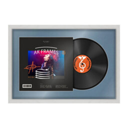 "AK Frames 25X17"" White Ash Modern Vinyl Record Frame With Pompadour Mount For 12 Inch Lp Cover & Disc - Overlapped Design" - thumbnail 1