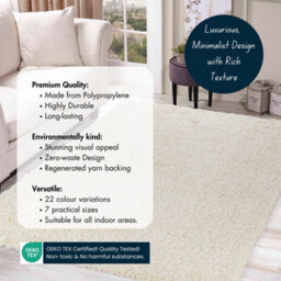 Desire Rugs Plain Living Room Shaggy Area Rugs Ivory 160X230 Cm - thumbnail 3