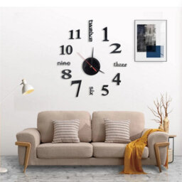 Black Stick On Wall Clock Modern Diy 3D Number Sticker Decor Home Office Kids Room Bow - thumbnail 4