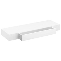 Vidaxl White Mdf Floating Wall Display Shelf 1 Drawer Book/dvd Storage - thumbnail 7