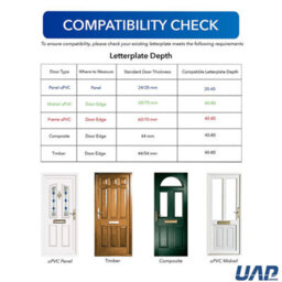"UAP Limited Uap Slimline 12"" Silver Finish Amluminium Letterplate- Internal & External Letter Box For Upvc, Composite & Wooden 40-80mm Doors" - thumbnail 3