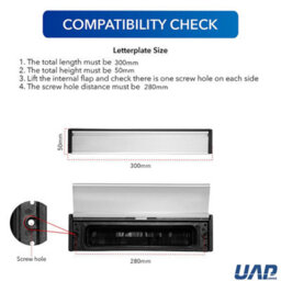 "UAP Limited Uap Slimline 12"" Silver Finish Amluminium Letterplate- Internal & External Letter Box For Upvc, Composite & Wooden 40-80mm Doors" - thumbnail 4