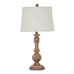 Hill Interiors Seraphia Table Lamp With Edged Linen Shade - Resin - L35 X W35 X H70 Cm - Brown - thumbnail 2