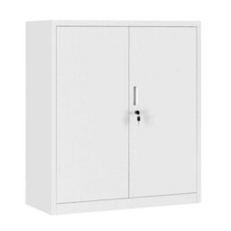 White Metal Storage Cabinet 80X40X90Cm 2 Door Lockable 2 Shelf - thumbnail 1
