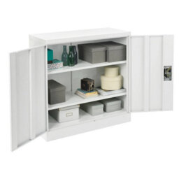White Metal Storage Cabinet 80X40X90Cm 2 Door Lockable 2 Shelf - thumbnail 3