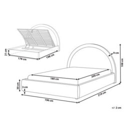 Beliani Ottoman Bed Fabric Mouzon 180 X 200 Cm (Eu Super King) Light Beige - thumbnail 3