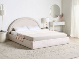 Beliani Ottoman Bed Fabric Mouzon 180 X 200 Cm (Eu Super King) Light Beige - thumbnail 2