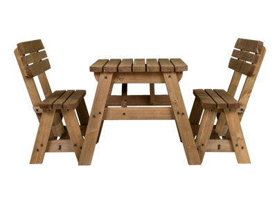 Arbor Garden Solutions Victoria Wooden Picnic Bench And Table Set, Rounded Outdoor Dining Set With Backrest(4Ft, Rustic Brown) - image 1